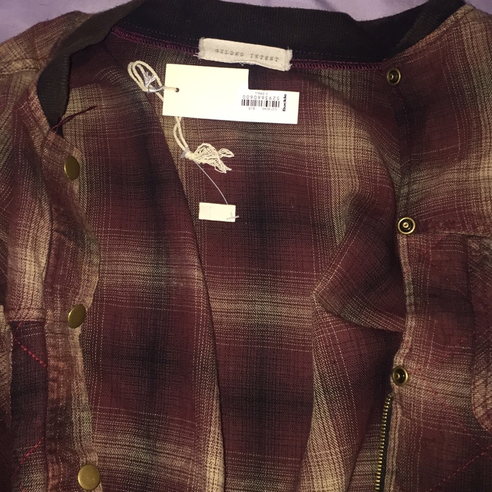 Plaid Buckle Half Zip, Half Button Up